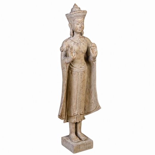 Soška Buddha v dřevěném designu, 92 cm, světle hnědá - 1