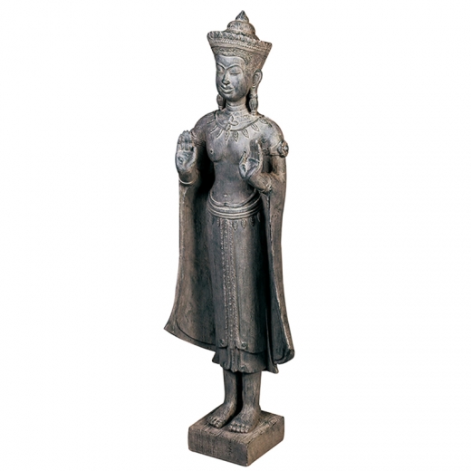 Soška Buddha v dřevěném designu, 92 cm, tmavě hnědá - 1