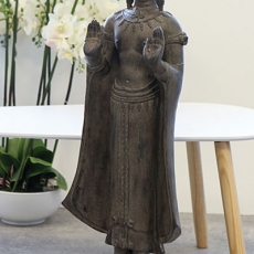 Soška Buddha v dřevěném designu, 92 cm, tmavě hnědá - 2