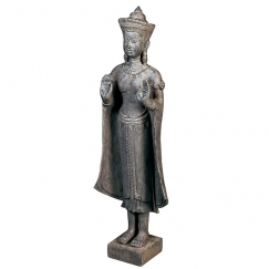 Soška Buddha v drevenom dizajne, 92 cm, tmavo hnedá