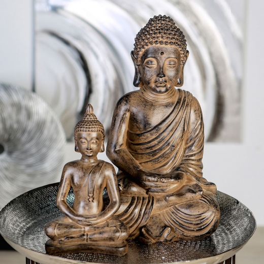 Soška Meditující Buddha, 42 cm, antik hnědá - 1