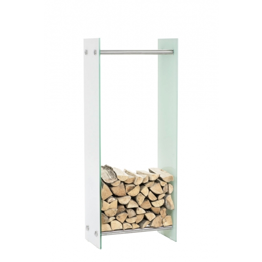 Stojan na dřevo Malin, 40x100 cm, bílé sklo - 1