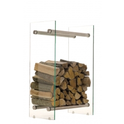 Stojan na dřevo Malin, 60x60 cm, čiré sklo