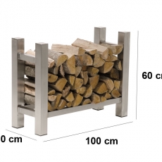 Stojan na dřevo Medea, 100x60 cm, čtvercový profil, nerez - 5