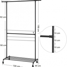 Stojan na oblečení Alavis, 192 cm, černá - 5