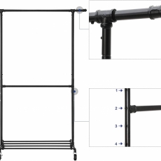 Stojan na oblečení Alavis, 192 cm, černá - 6