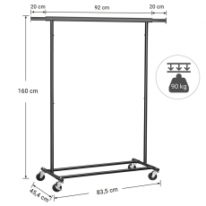 Stojan na oblečení Frencis, 160 cm, černá - 5