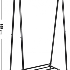 Stojan na oblečení Lusila, 155 cm, černá - 4