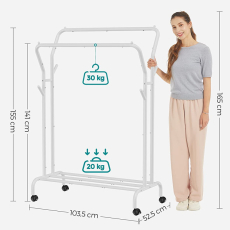Stojan na oblečení Niklas, 155 cm, bílá - 6