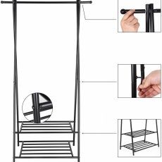 Stojan na oblečenie Lusila, 155 cm, čierna - 6