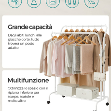 Stojan na oblečenie Niklas, 155 cm, biela - 7