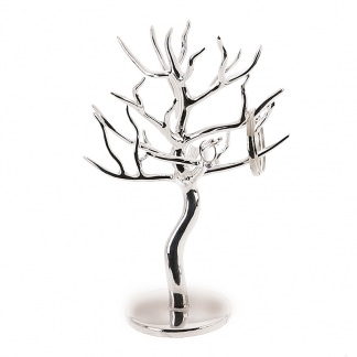 Stojan na šperky ve tvaru stromku, 31 cm, stříbrná