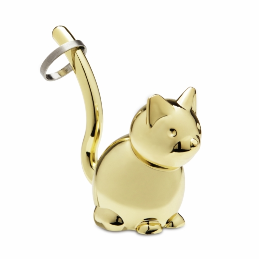 Stojánek na šperky Zulu Kočka, 7 cm, mosazná - 1