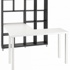 Stôl s knižnicou Kera, 153 cm, sivá/biela - 1
