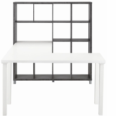 Stôl s knižnicou Kera, 153 cm, sivá/biela - 2