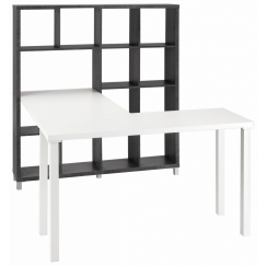Stôl s knižnicou Kera, 153 cm, sivá/biela