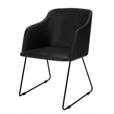 Stolička s podrúčkami Blanka (Súprava 2 ks), čierna koža - 1