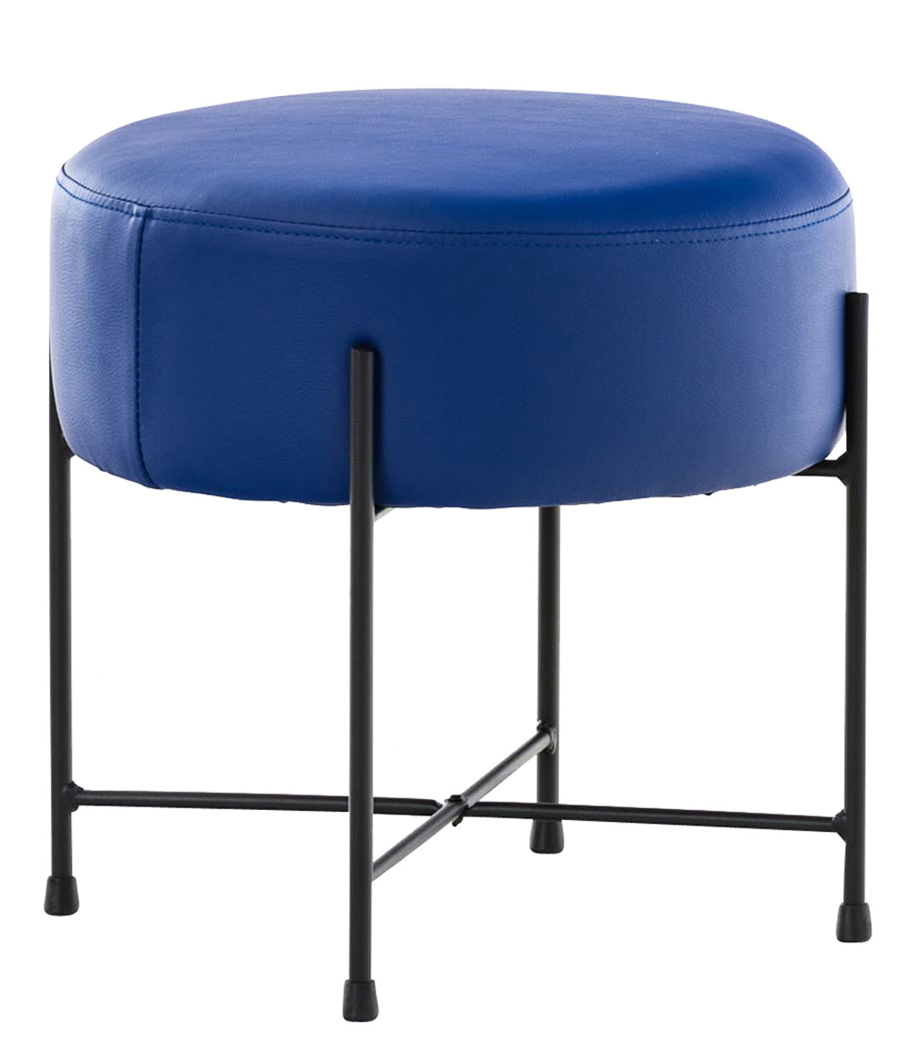 Stolička / taburetka France kůže modrá