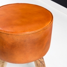 Stolička trojnožka Dana, 37 × 45 cm, hnedá koža - 6