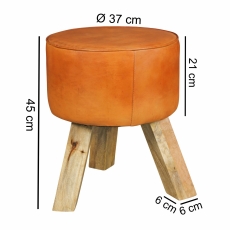Stolička trojnožka Dana, 37x45 cm, hnědá kůže - 2