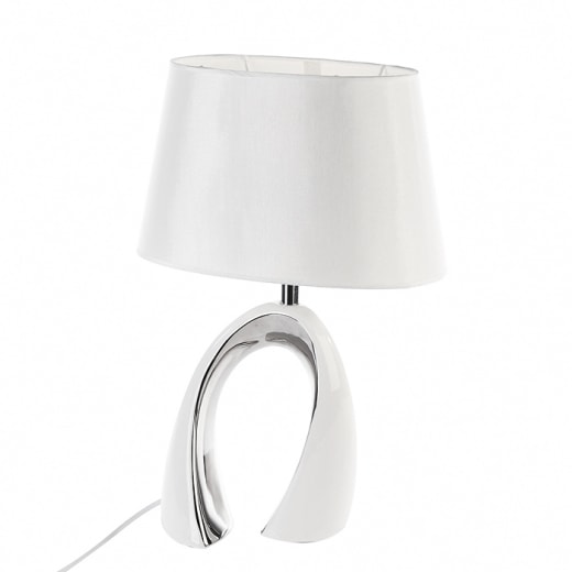 Stolná lampa keramická Bridge, 36 cm biela /strieborná - 1