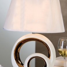 Stolná lampa keramická Circle, 48 cm  biela / medená - 1