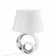 Stolná lampa keramická Circle, 48 cm  biela /strieborná - 1