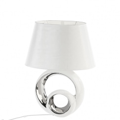 Stolná lampa keramická Circle, 48 cm  biela /strieborná