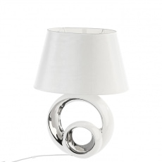 Stolní lampa keramická Circle, 48 cm bílá / stříbrná - 1