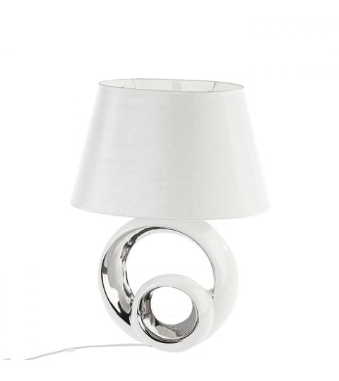 Stolní lampa keramická Circle, 48 cm bílá / stříbrná