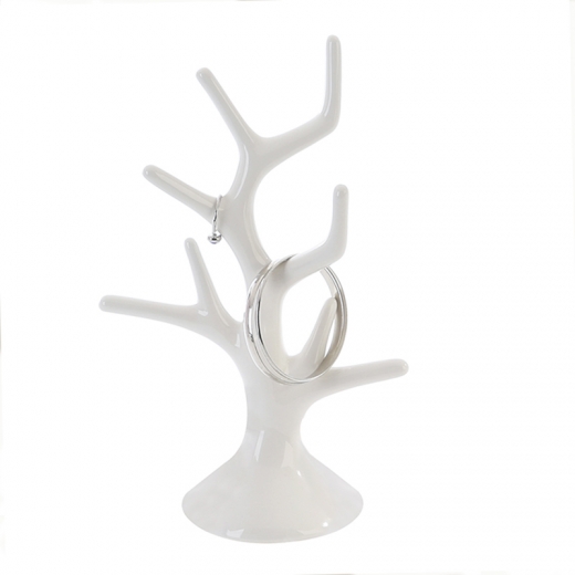 Stromček / stojan na šperky Diamonds, 26 cm, biela - 1