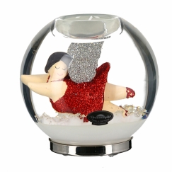 Svícen na čajové svíčky Betty, 12 cm, červená / stříbrná