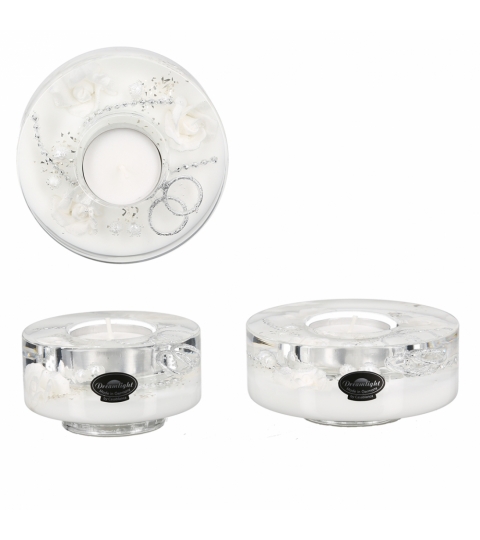 Svícen na čajové svíčky Ring, 8 cm, bílá / stříbrná