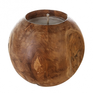 Svícen / svíčka kulatá teaková Holz, 28 cm