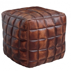 Taburet Cube, 41 cm, pravá koža