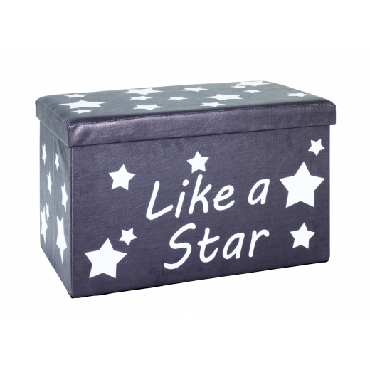 Taburet s úložným priestorom Stars, 40 cm, biela/sivá - 1