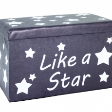 Taburet s úložným priestorom Stars, 40 cm, biela/sivá - 1