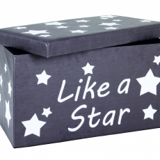 Taburet s úložným priestorom Stars, 40 cm, biela/sivá - 3