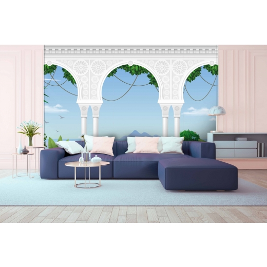 Tapeta 3D Krajina za stĺpmi, 216 x 140 cm - 1