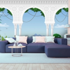 Tapeta 3D Krajina za stĺpmi, 216 x 140 cm - 1