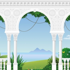 Tapeta 3D Krajina za stĺpmi, 216 x 140 cm - 2