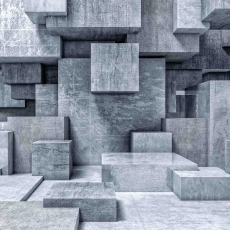 Tapeta 3D Kvádre šedé, 360 x 260 cm - 2