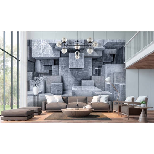 Tapeta 3D Kvádry šedé, 360 x 260 cm - 1