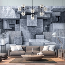 Tapeta 3D Kvádry šedé, 360 x 260 cm - 1
