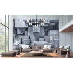 Tapeta 3D Kvádry šedé, 360 x 260 cm
