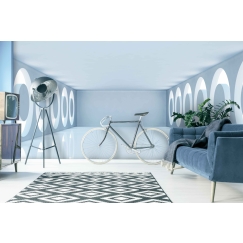 Tapeta 3D Miestnosť s kruhmi na bokoch, 216 x 140 cm