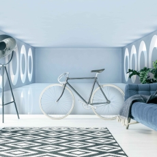 Tapeta 3D Místnost s kruhy na bocích, 216 x 140 cm - 1