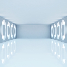 Tapeta 3D Místnost s kruhy na bocích, 216 x 140 cm - 2