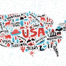 Tapeta Grafická mapa USA, 144 x 105 cm - 2