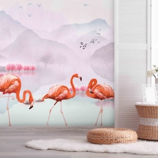 Tapeta Maľované plameniaky, 432 x 290 cm - 1